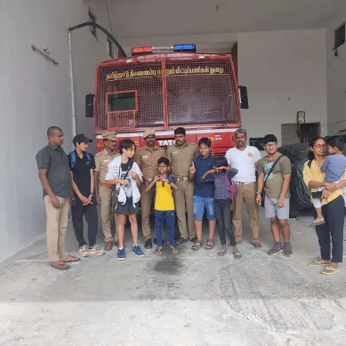 children visiting fire station